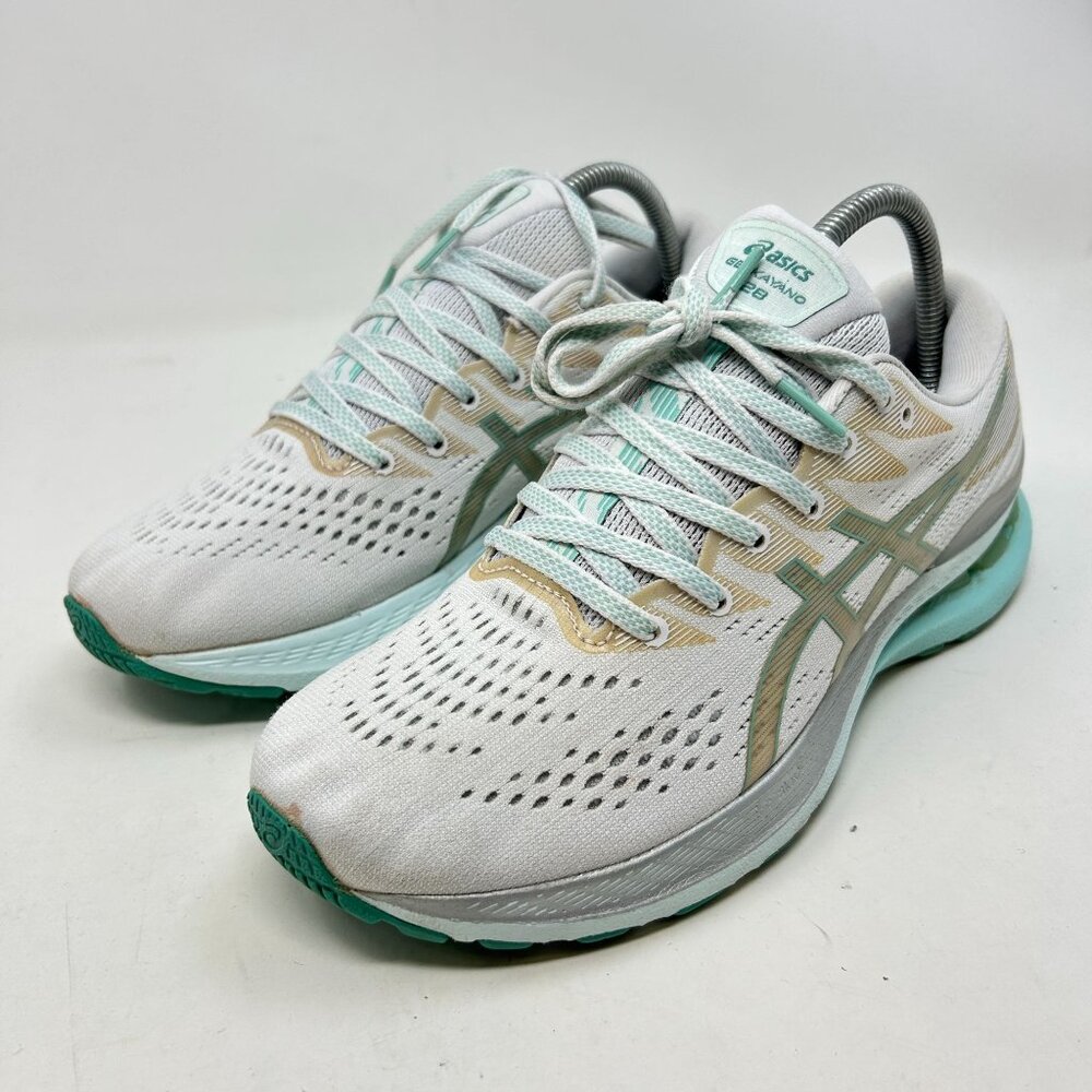 Asics Gel-Kayano 28 Womens Running Shoes - White/Teal Lightweight Size 9.5 - Picture 5 of 9